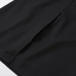 Three Quarters Color Blocked Cargo Flare Long Skirt Black
