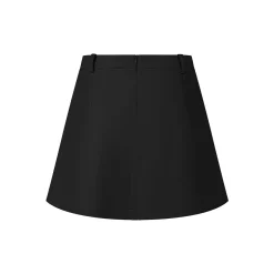 Three Quarters Detachable Belt Leather Skirt Black