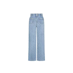 Three Quarters Diamond Checkered Denim Pants
