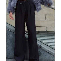 Three Quarters Dislocated Wide-Leg Suit Pants