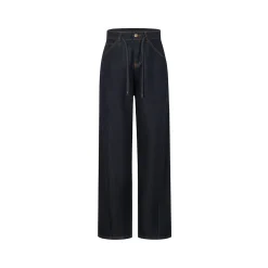 Three Quarters Drawstring Straight-Leg Fleece-Lined Jeans