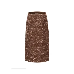 Three Quarters Full Sequin Wide-Leg Skirt Gold Brown