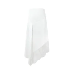 Three Quarters Lace Patchwork Irregular Long Skirt White