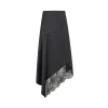 Three Quarters Lace Patchwork Irregular Long Skirt Black