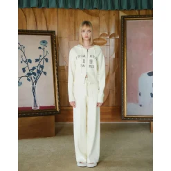 Three Quarters Letter Embroidery Hooded Jacket White