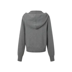 Three Quarters Letter Embroidery Hooded Jacket Grey