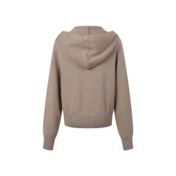 Three Quarters Letter Embroidery Hooded Jacket Brown