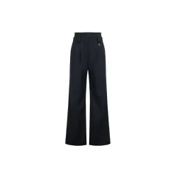Three Quarters Logo Double Waist Straight-Leg Pants