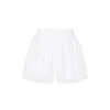 Three Quarters Logo Embroidery Shorts White