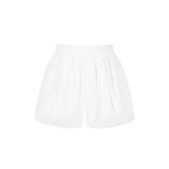 Three Quarters Logo Embroidery Shorts White