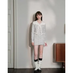 Three Quarters Logo Embroidery Knit Cardigan Top