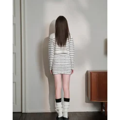 Three Quarters Logo Embroidery Knit Cardigan Top