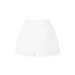 Three Quarters Logo Embroidery Shorts White