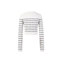 Three Quarters Logo Embroidery Knit Cardigan Top