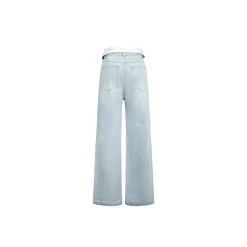 Three Quarters Logo Flip Edge Straight-Leg Jeans