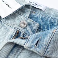 Three Quarters Logo Flip Edge Straight-Leg Jeans