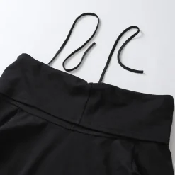 Three Quarters Logo Strap Off-Shoulder Stitched Dress
