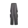 Three Quarters Loose Wide-Leg Cargo Pants Gray