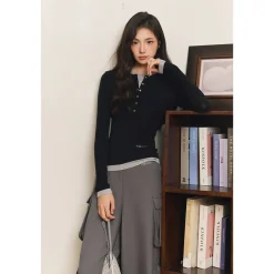 Three Quarters Loose Wide-Leg Cargo Pants Gray