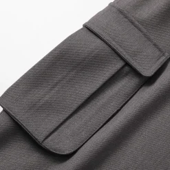 Three Quarters Loose Wide-Leg Cargo Pants Gray