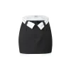 Three Quarters Low Waist Turn Over Edge Skirt Black