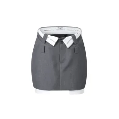 Three Quarters Low Waist Turn Over Edge Skirt Grey