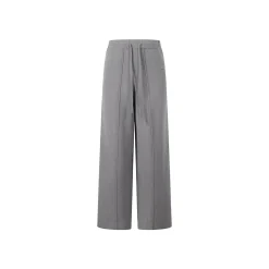Three Quarters Oversized Straight-Leg Knit Pants Grey