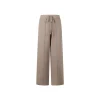 Three Quarters Oversized Straight-Leg Knit Pants Brown