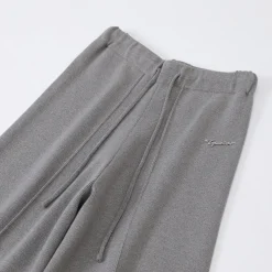 Three Quarters Oversized Straight-Leg Knit Pants Grey