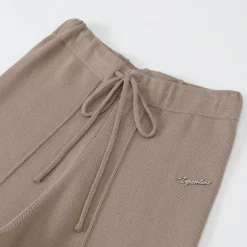 Three Quarters Oversized Straight-Leg Knit Pants Brown