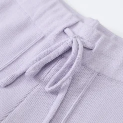 Three Quarters Oversized Straight-Leg Knit Pants Purple