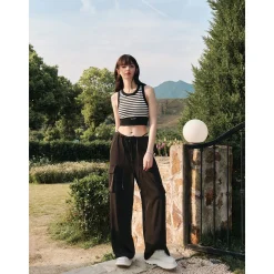 Three Quarters Pockets Cargo Pants Black