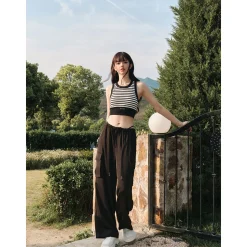 Three Quarters Pockets Cargo Pants Black