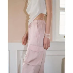 Three Quarters Pockets Cargo Pants Pink