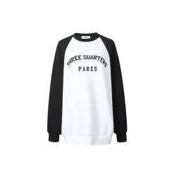 Three Quarters Rhinestone Printed Crew Neck Sweater Black