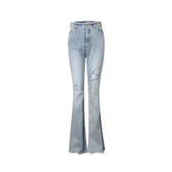 Three Quarters Ripped Raw Edge Denim Jeans