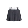 Three Quarters Silver Thread Contrast Skirt Shorts Grey
