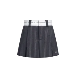 Three Quarters Silver Thread Contrast Skirt Shorts Grey