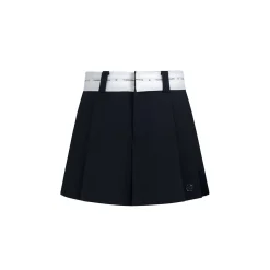Three Quarters Silver Thread Contrast Skirt Shorts Black