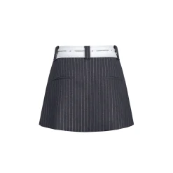 Three Quarters Silver Thread Contrast Skirt Shorts Grey