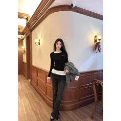 Three Quarters Stretch Brushed Fleece-Lined Flare Jeans