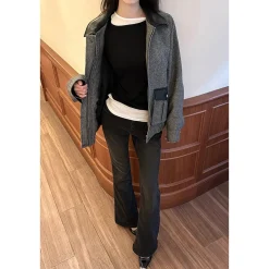 Three Quarters Stretch Brushed Fleece-Lined Flare Jeans