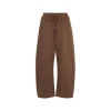 Three Quarters Stretch Loose Fleece-Lined Sweatpants Brown