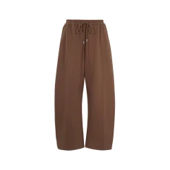 Three Quarters Stretch Loose Fleece-Lined Sweatpants Brown