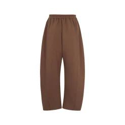 Three Quarters Stretch Loose Fleece-Lined Sweatpants Brown