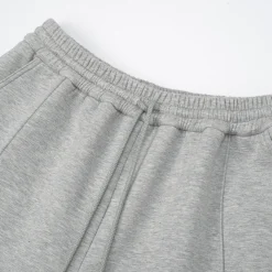 Three Quarters Stretch Loose Fleece-Lined Sweatpants Gray