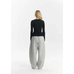 Three Quarters Stretch Loose Fleece-Lined Sweatpants Gray