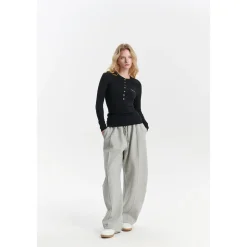 Three Quarters Stretch Loose Fleece-Lined Sweatpants Gray