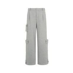 Three Quarters Stretch Pocket Fleece-Lined Cargo Pants Gray