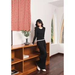 Three Quarters Stretch Pocket Fleece-Lined Cargo Pants Black